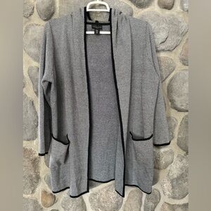 Open-Front Cardigan Adrienne Vittadini Hoodie Extra Large 1X Black White
